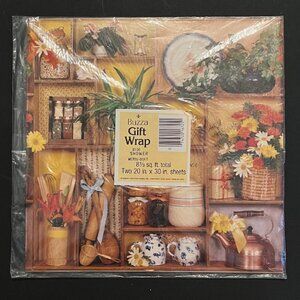 Vintage Bridal Shower Gift Wrap Gibson Greetings Buzza Wrapping Paper House NOS